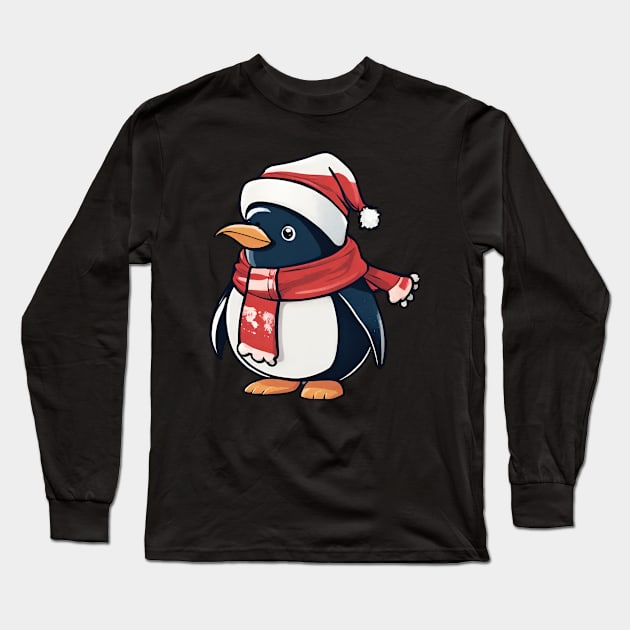 cute santa penguin Long Sleeve T-Shirt by PetLolly